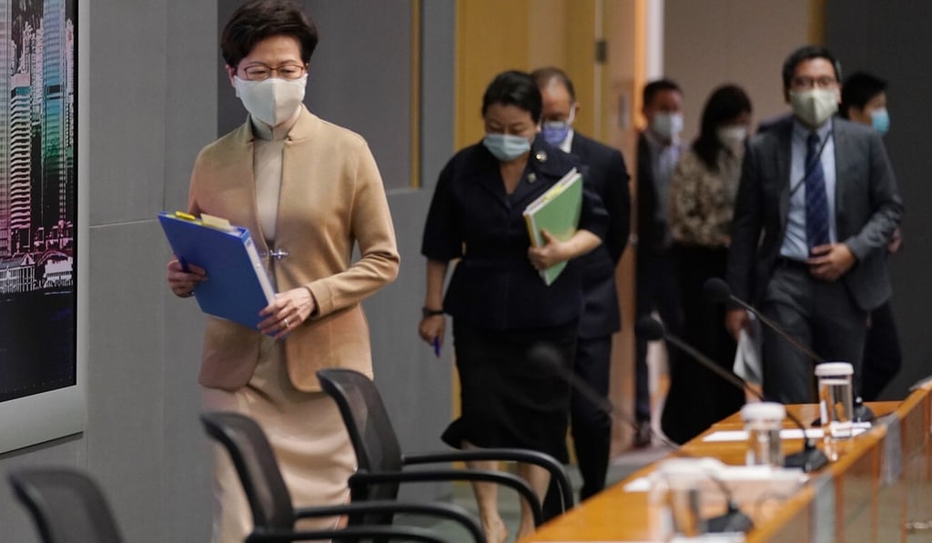 Hong Kong Chief Executive Carrie Lam meets the press on Wednesday. Photo: Xinhua