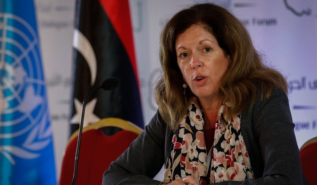 UN envoy Stephanie Williams speaks during a press conference in Tunisia on Wednesday. Photo: dpa UN envoy Stephanie Williams speaks during a press conference in Tunisia on Wednesday. Photo: dpa