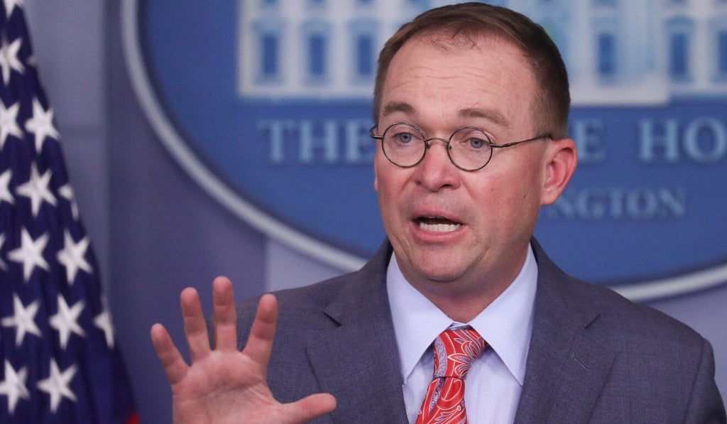 Mick Mulvaney pictured while acting White House chief of staff in October 2019. Photo: Reuters Mick Mulvaney pictured while acting White House chief of staff in October 2019. Photo: Reuters
