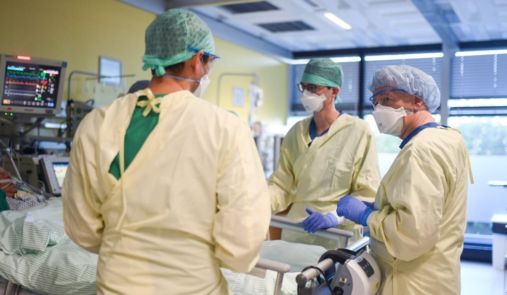 Doctors examine a Covid-19 patient in the intensive care unit of a hospital in Aachen, western Germany, earlier this month. Photo: AFP