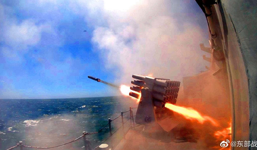 A People’s Liberation Army ship is seen firing a missile in an East China Sea exercise in August. Photo: PLA via Weibo