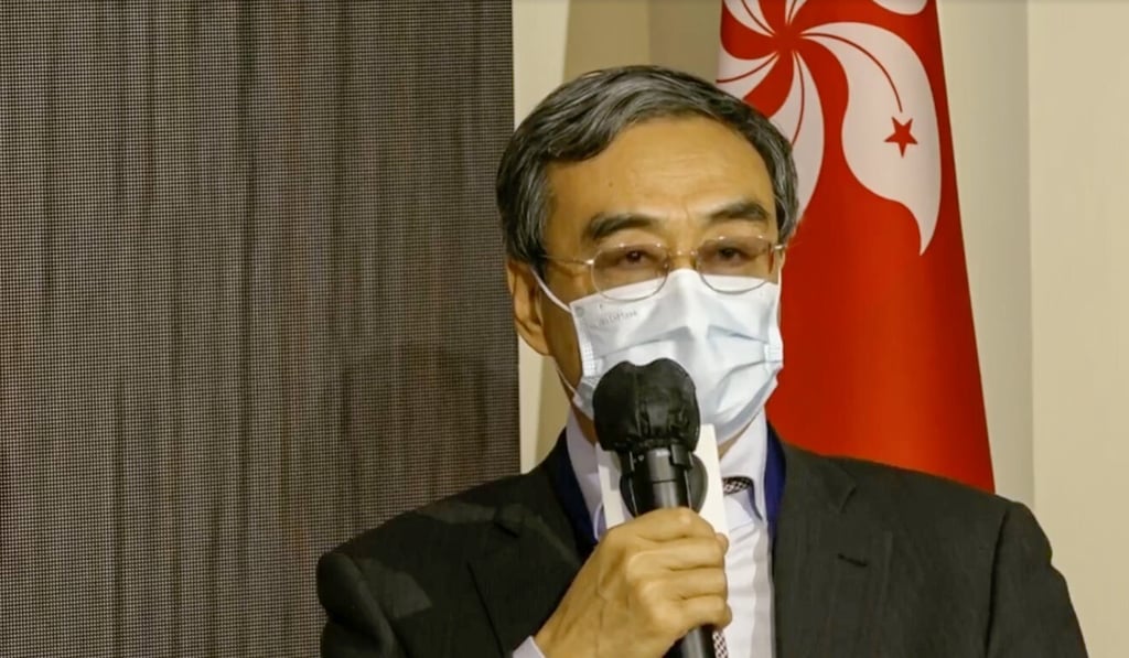 Former Hong Kong and Macau Affairs Office deputy director Feng Wei speaks at a legal summit on Tuesday. Photo: Facebook