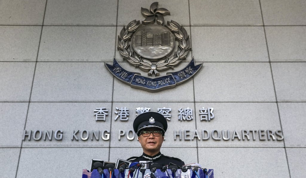Chris Tang speaks to the media on his first day in charge of the force last year. Photo: Robert Ng Chris Tang speaks to the media on his first day in charge of the force last year. Photo: Robert Ng