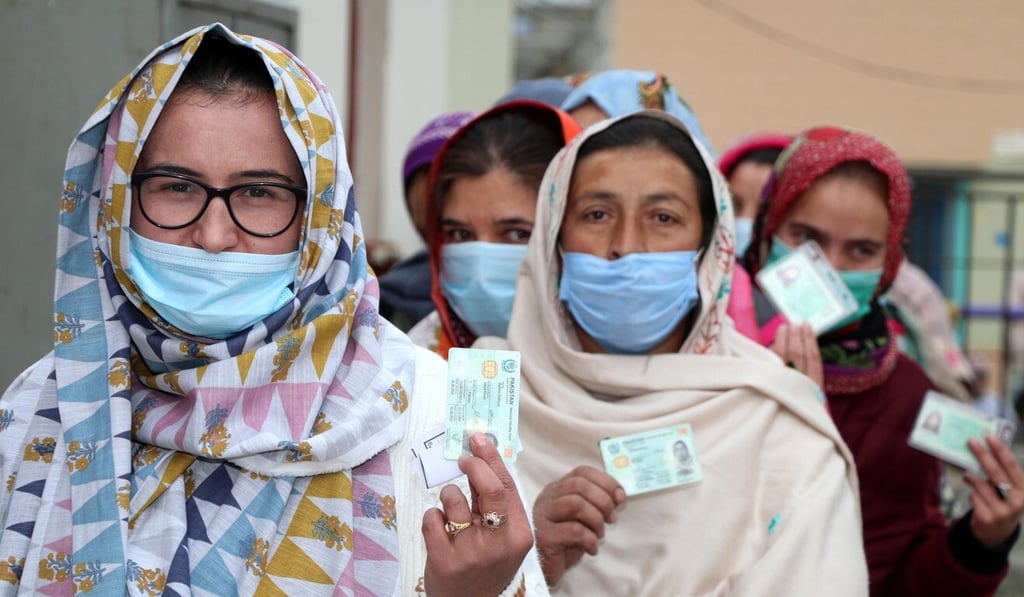 Women line up to cast their ballots in Gilgit-Baltistan’s legislative assembly elections. Photo: EPA
