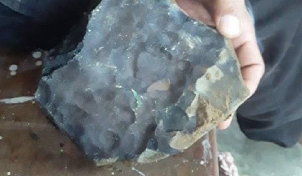 A close-up of the meteorite that crashed into Hutagalung’s house in North Sumatra. Photo: Handout