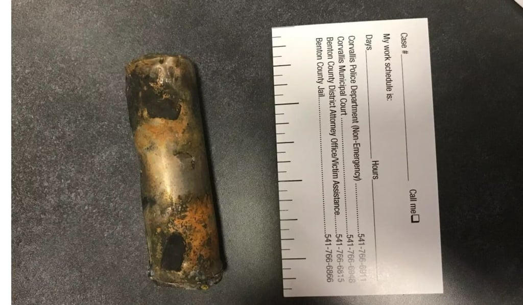 The crash launched hundreds of hot battery cells around the scene. Photo: City of Corvallis Police Department