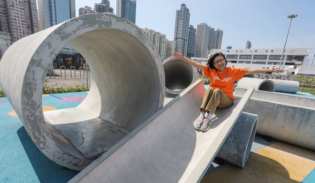 WE Park also pays homage to the iconic Shek Lei Playground in Kwai Tsing, which used elements of large, recycled water pipes. Photo: May Tse WE Park also pays homage to the iconic Shek Lei Playground in Kwai Tsing, which used elements of large, recycled water pipes. Photo: May Tse