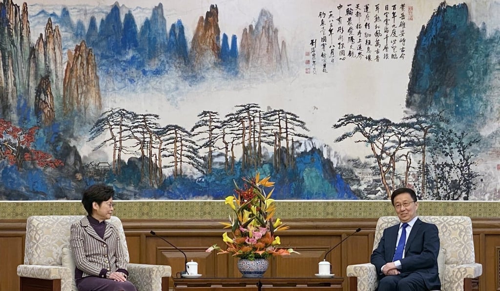 Chinese Vice-Premier Han Zheng meets with Carrie Lam in Beijing earlier this month. Photo: SCMP