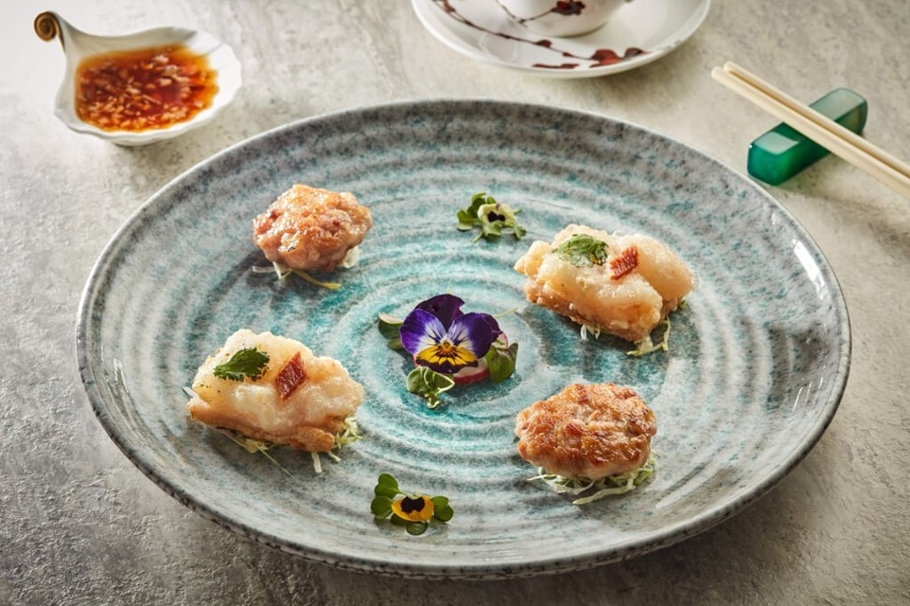 Dishes served at Ying Jee Club include crispy taro toast with prawn, pan-fried lotus root with minced pork and shrimp. Photo: Ying Jee Club