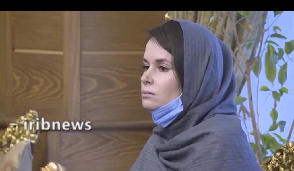 A frame grab from Iranian state television footage aired on Wednesday shows British-Australian academic Kylie Moore-Gilbert in Tehran. Photo: Iranian State Television via AP