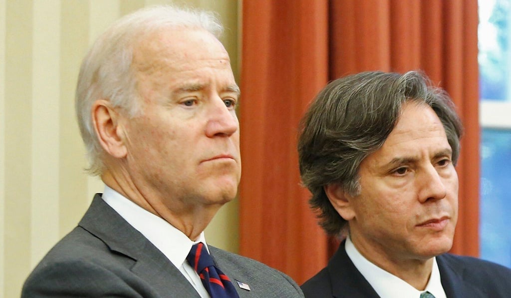 Joe Biden and Antony Blinken at the White House in 2013, when Biden was vice-president and Blinken national security adviser. Photo: Reuters