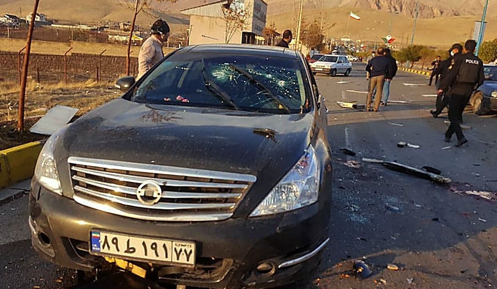 Iranian nuclear scientist Mohsen Fakhrizadeh’s car was fired upon near the capital, Tehran. Photo: IRIB News via AFP