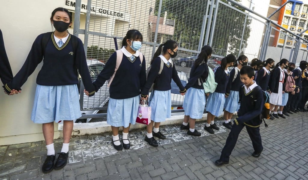 Students repeatedly staged protests outside their schools in sympathy with the anti-government movement that emerged last year. Photo: Jonathan Wong Students repeatedly staged protests outside their schools in sympathy with the anti-government movement that emerged last year. Photo: Jonathan Wong
