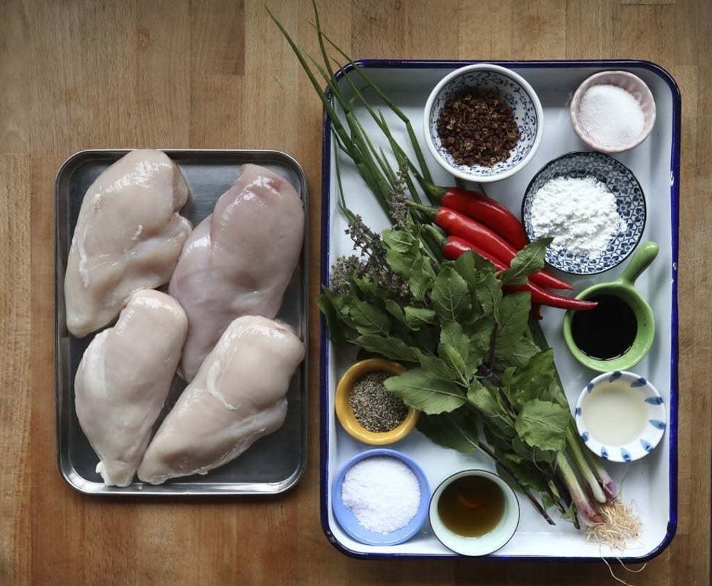 Ingredients for chin jiew gai. Photo: SCMP / Jonathan Wong