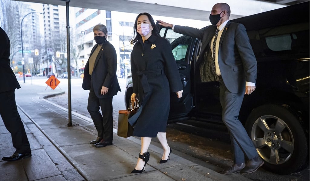 Meng arriving at British Columbia Supreme Court in November to attend a hearing in her ongoing extradition case. Photo: AP