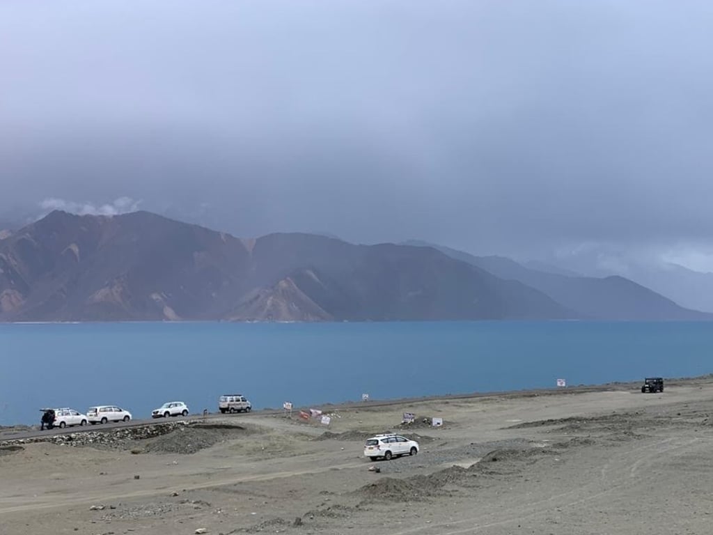 A view of Pangong Lake shows the eight finger-like mountain ridges overlooking the lake that are variously claimed by India or China. Photo: Minaam Shah A view of Pangong Lake shows the eight finger-like mountain ridges overlooking the lake that are variously claimed by India or China. Photo: Minaam Shah