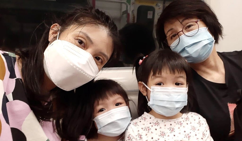 Working mother Mangie Wong (left) with her two daughters and mother. Photo: Handout