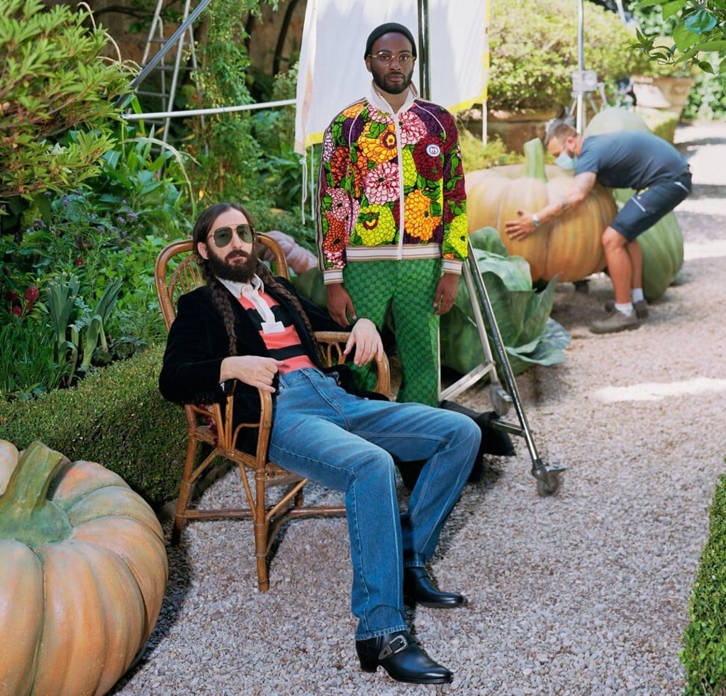 Gucci creative director Alessandro Michele had the clothes of the “Epilogue” collection worn by his colleagues who helped create them. Photo: Gucci Gucci creative director Alessandro Michele had the clothes of the “Epilogue” collection worn by his colleagues who helped create them. Photo: Gucci