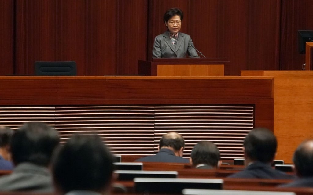 Lam attends the question and answer session at the Legco chamber in Tamar, a day after the 2020 policy address. Photo: Felix Wong Lam attends the question and answer session at the Legco chamber in Tamar, a day after the 2020 policy address. Photo: Felix Wong