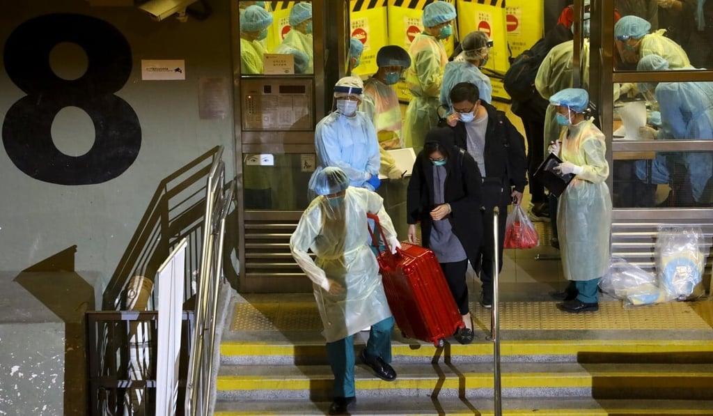 Residents are evacuated from Block 8 of Kwai Shing West Estate. Photo: Dickson Lee