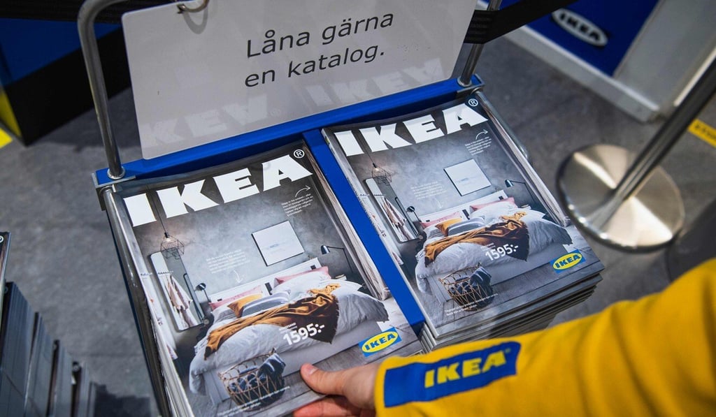 Catalogues are placed for people to take at the entrance to an Ikea store near Stockholm on Monday. Photo: AFP Catalogues are placed for people to take at the entrance to an Ikea store near Stockholm on Monday. Photo: AFP