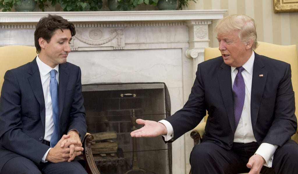 US President Donald Trump called Canadian Prime Minister Justin Trudeau (left) “dishonest and weak” after visiting Canada in 2018. Photo: AFP US President Donald Trump called Canadian Prime Minister Justin Trudeau (left) “dishonest and weak” after visiting Canada in 2018. Photo: AFP