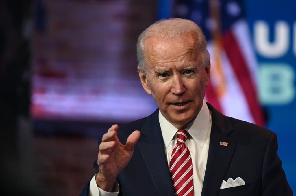 US President-elect Joe Biden answers questions from the press on November 16. Photo: AFP