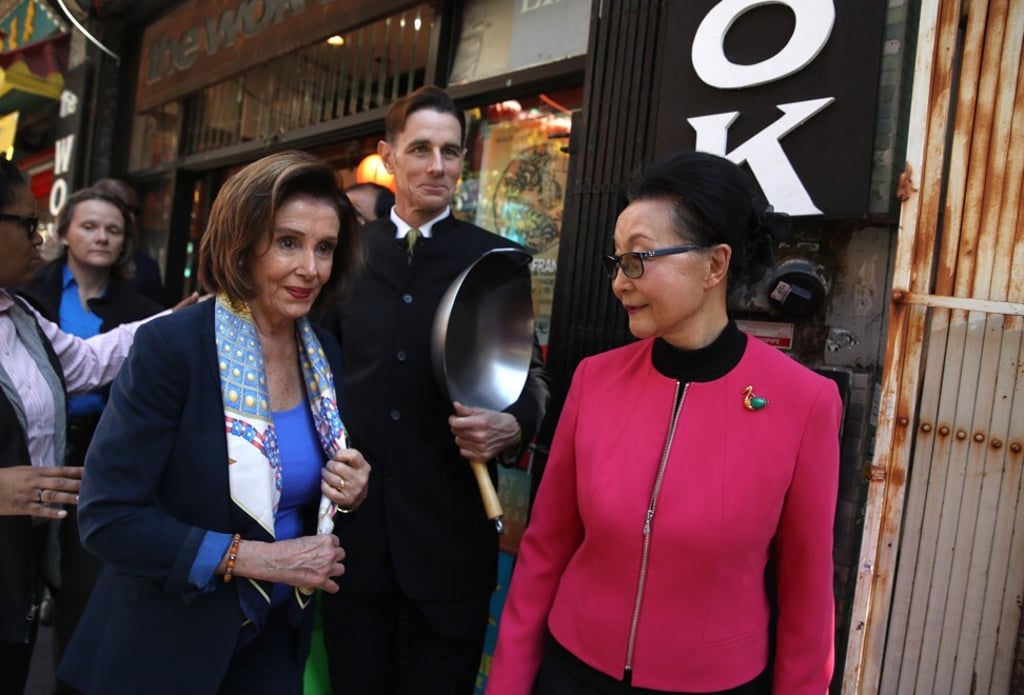 US Speaker of the House Nancy Pelosi (left) and Florence Fang, co-founder of the George H.W. Bush Foundation for US-China Relations, tour San Francisco’s Chinatown on February 24 amid the coronavirus outbreak. Photo: AFP US Speaker of the House Nancy Pelosi (left) and Florence Fang, co-founder of the George H.W. Bush Foundation for US-China Relations, tour San Francisco’s Chinatown on February 24 amid the coronavirus outbreak. Photo: AFP