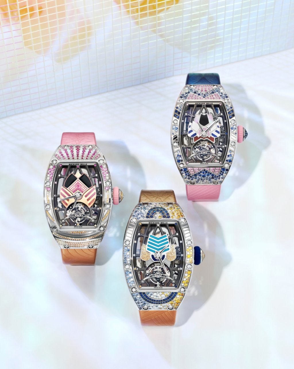 Richard Mille’s Jessica, Paloma and Donna watches. Photo: Lilas Lequellec Richard Mille’s Jessica, Paloma and Donna watches. Photo: Lilas Lequellec