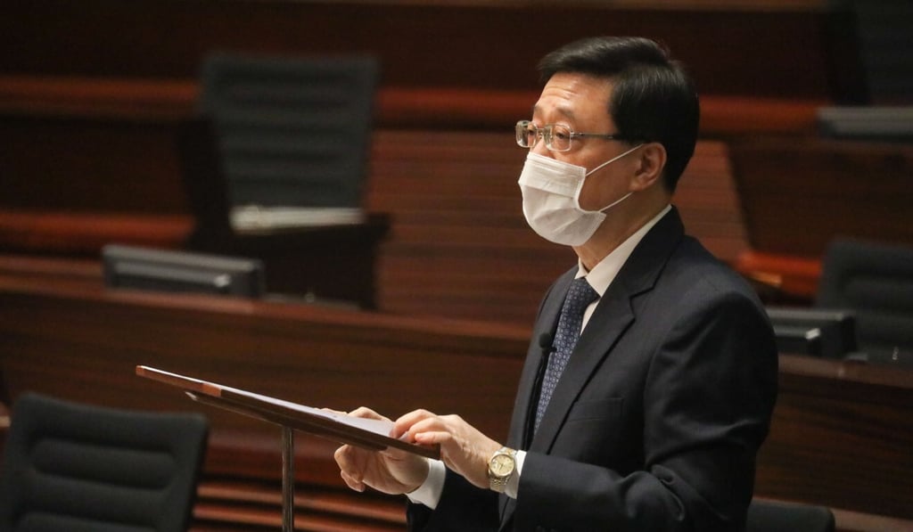 Secretary for Security John Lee addressed lawmakers at Hong Kong’s Legislative Council on Wednesday. Photo: May Tse