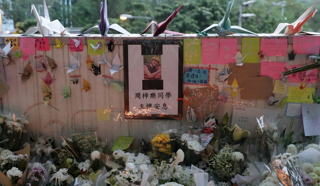 A makeshift memorial for Alex Chow. Photo: Edmond So A makeshift memorial for Alex Chow. Photo: Edmond So