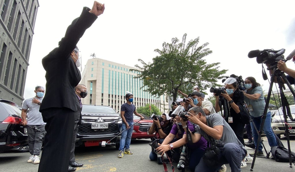 Maria Ressa speaks to the media on December 4. Photo: EPA