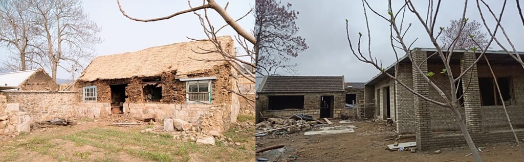 Before-and-after pictures of a farmhouse that was renovated by newcomers from a city. Photo: courtesy of Zhao Hui
