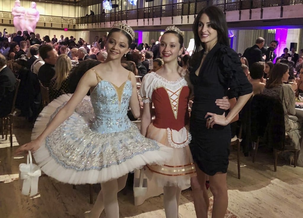 Former ballerina Melanie Hamrick (right) with young dancers at the 2019 Youth America Grand Prix, the world’s largest ballet scholarship competition, in New York. Photo: AP