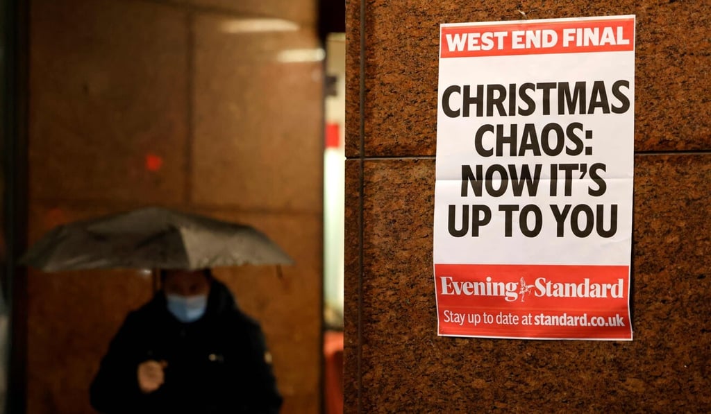 An Evening Standard poster at Victoria Station in central London. Photo: AFP