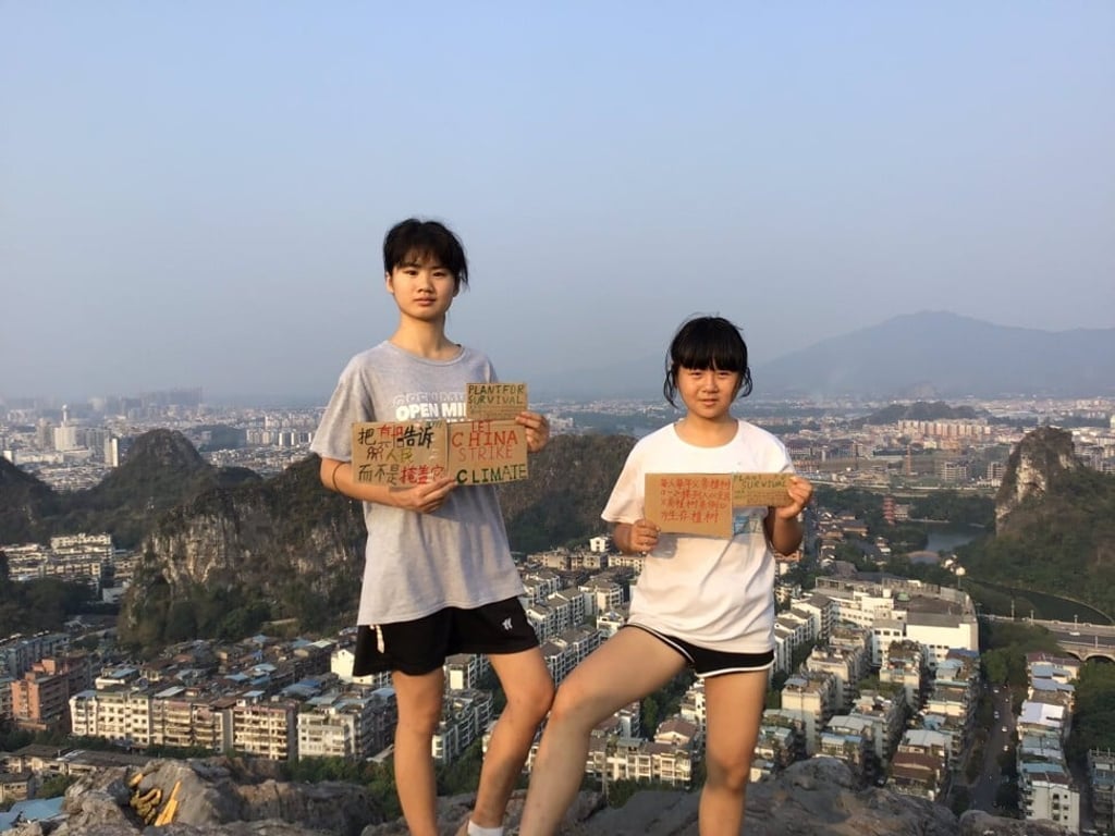 Howey Ou (left) is the only public climate striker in China. Photo: courtesy of Howey Ou Howey Ou (left) is the only public climate striker in China. Photo: courtesy of Howey Ou