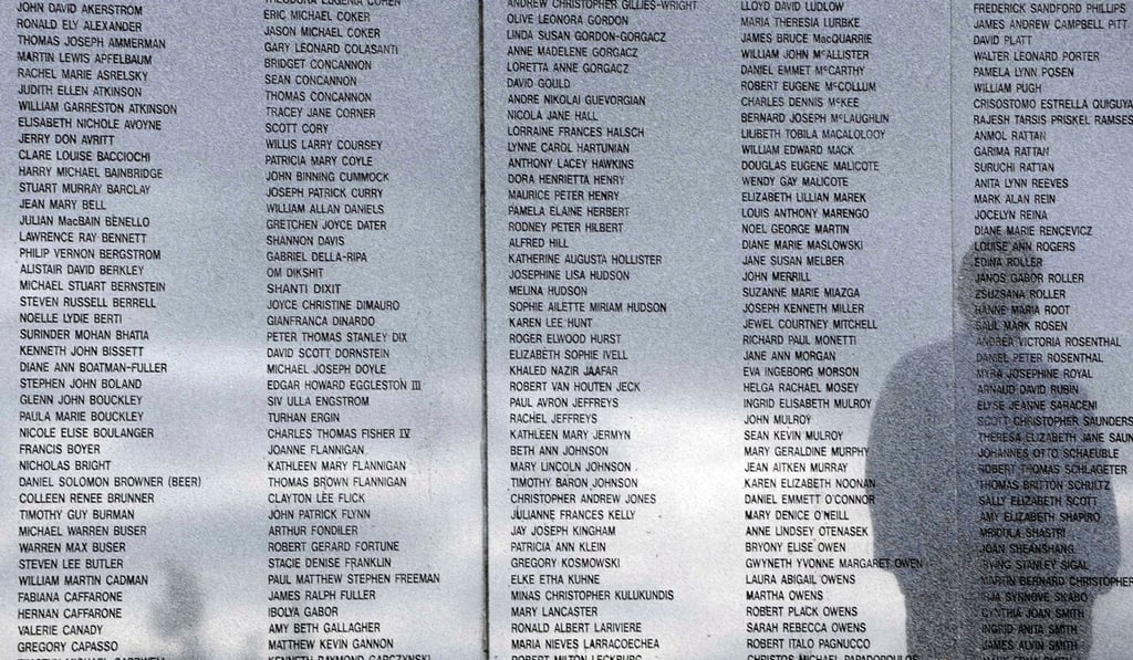 A man’s shadow is seen on the memorial to those killed in the 1988 Lockerbie bombing in Lockerbie, Scotland in August 2009. Photo: Reuters