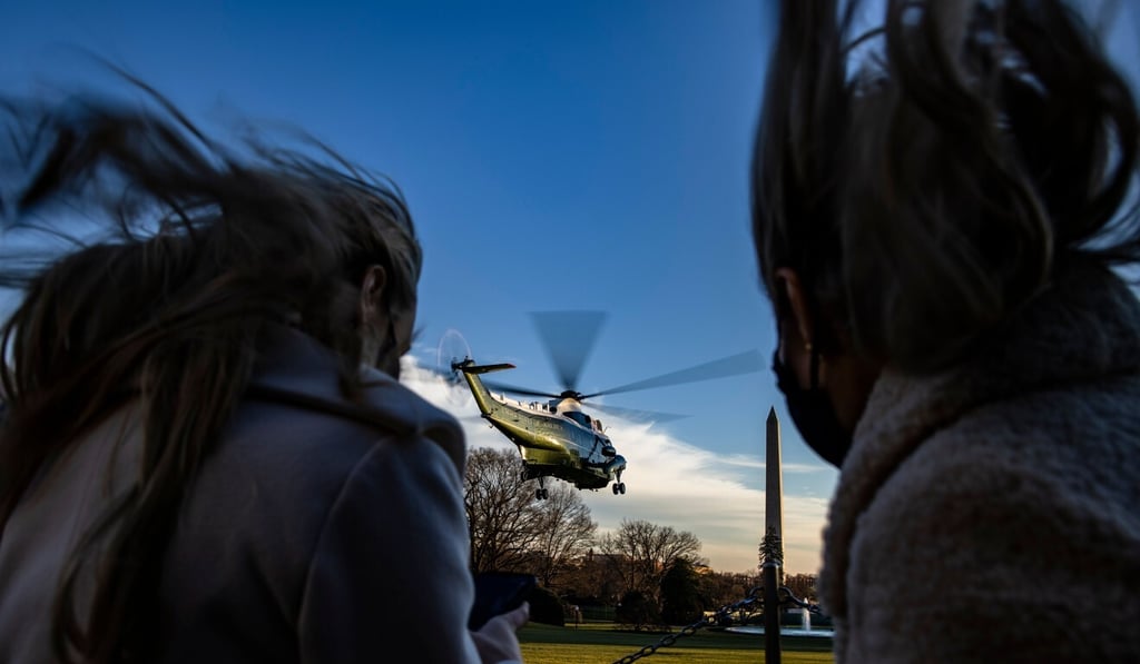 Marine One takes off from the South Lawn of the White House with President Donald Trump and first lady Melania Trump. Photo: AFP Marine One takes off from the South Lawn of the White House with President Donald Trump and first lady Melania Trump. Photo: AFP