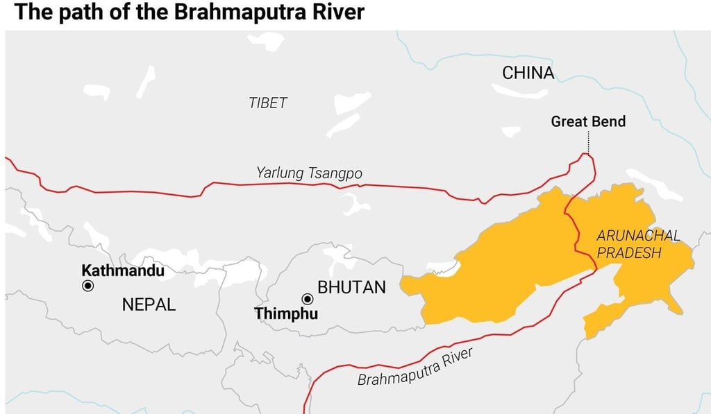 The path of the Yarlung Tsangpo/Brahmaputra River. Graphic: SCMP