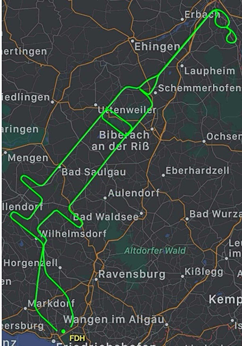 Samy Kramer’s flying route. Photo: AFP