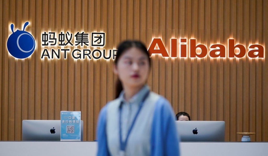 Logos of Ant Group and Alibaba at Ant’s headquarters in Hangzhou, Zhejiang province. Photo: Reuters Logos of Ant Group and Alibaba at Ant’s headquarters in Hangzhou, Zhejiang province. Photo: Reuters