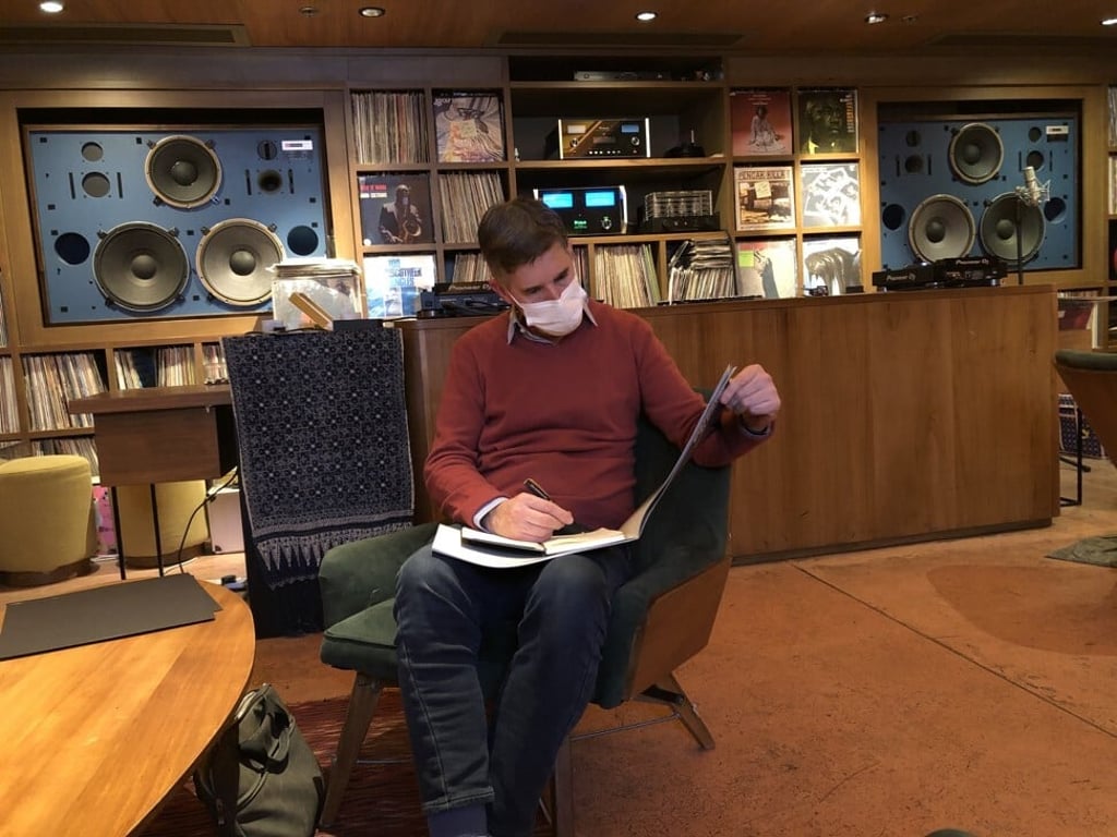 SCMP writer Christopher Halls listens to Lifschitz’s LP box set at Potato Head’s audiophile listening room in Sai Ying Pun, Hong Kong. Photo: Enid Tsui