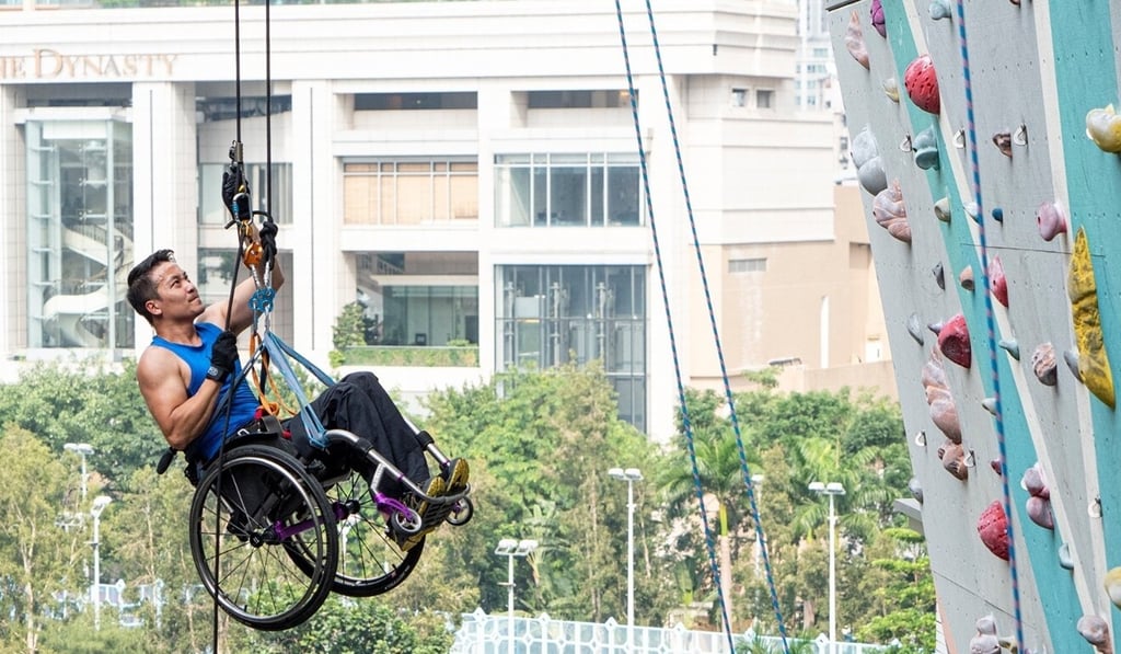 Lai Chi-wai has devised a way to keep climbing after the accident that left him in a wheelchair. Photo: Handout