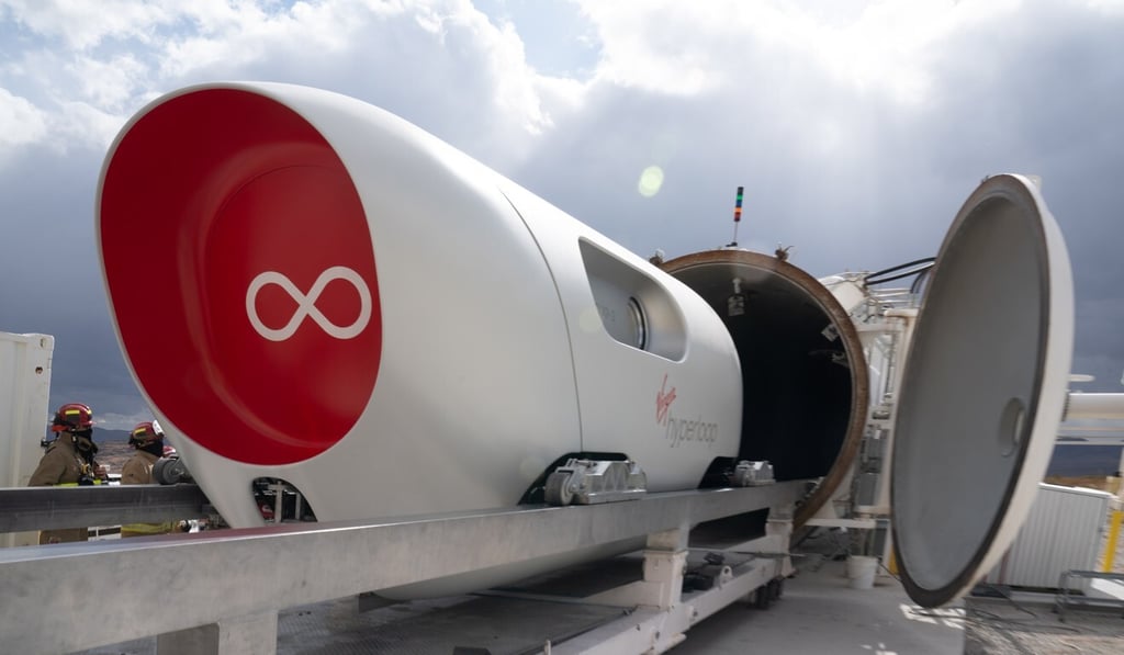 The XP-2 vehicle of the Virgin Hyperloop transport system at a test site in the US state of Nevada. Photo: EPA The XP-2 vehicle of the Virgin Hyperloop transport system at a test site in the US state of Nevada. Photo: EPA