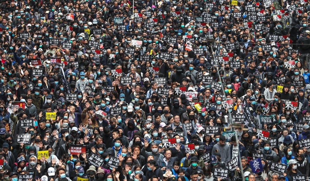 The New Year’s Day march in 2020 was one of the last massive protest events in Hong Kong. Photo: Sam Tsang The New Year’s Day march in 2020 was one of the last massive protest events in Hong Kong. Photo: Sam Tsang