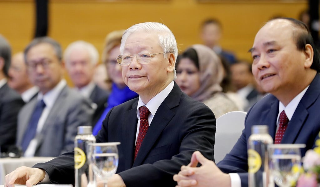 Nguyen Phu Trong, Vietnam's president and general secretary of the country’s Communist Party, centre, pictured with Prime Minister Nguyen Xuan Phuc, right, in November. Photo: EPA
