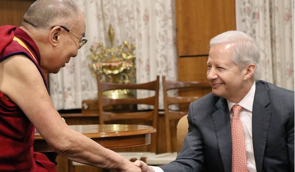 Kenneth Juster, the outgoing US ambassador to New Delhi, pictured with exiled Tibetan spiritual leader the Dalai Lama in India. Photo: Twitter Kenneth Juster, the outgoing US ambassador to New Delhi, pictured with exiled Tibetan spiritual leader the Dalai Lama in India. Photo: Twitter