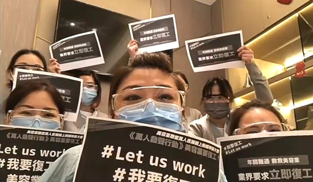 Beauty salons opened with workers in protective gear to show they were ready to serve customers again. Photo: Handout