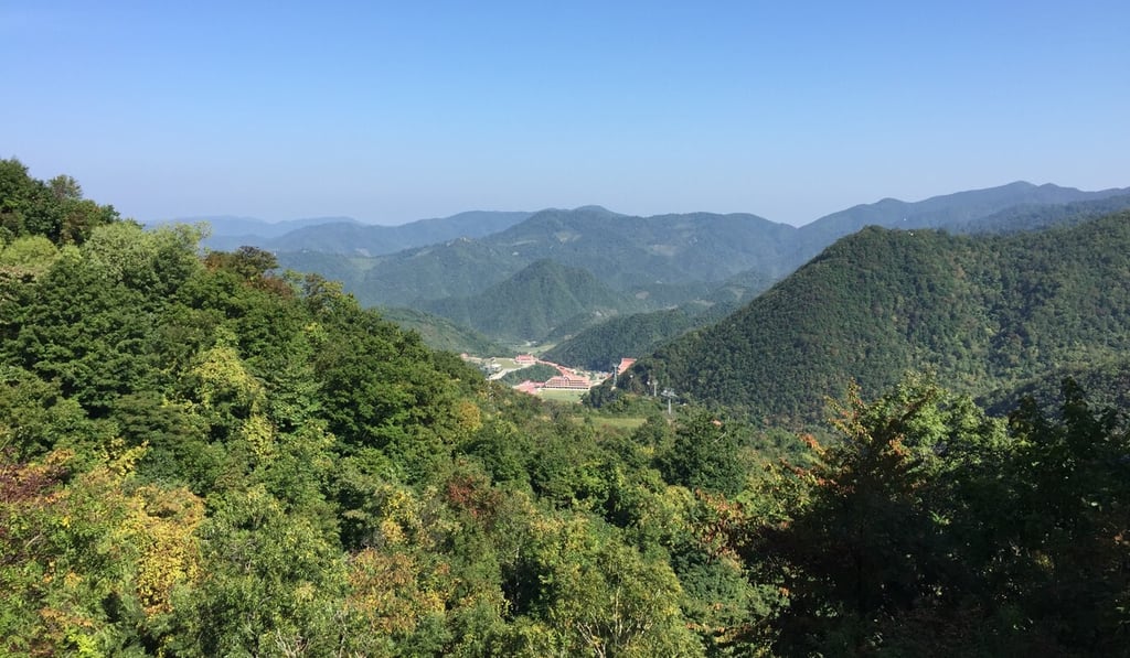 View from the surrounding mountains of Masikryong Ski Resort where North Korea's first trail race was held. View from the surrounding mountains of Masikryong Ski Resort where North Korea's first trail race was held.