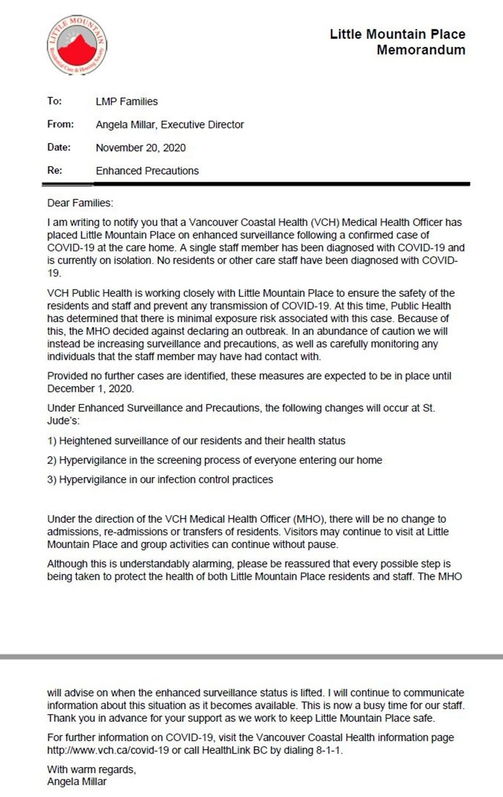 A leaked memo, dated November 20, shows that outbreak protocols were not immediately implemented at Little Mountain Place, the Vancouver care home that would become the scene of British Columbia’s deadliest Covid-19 outbreak. Photo: SCMP